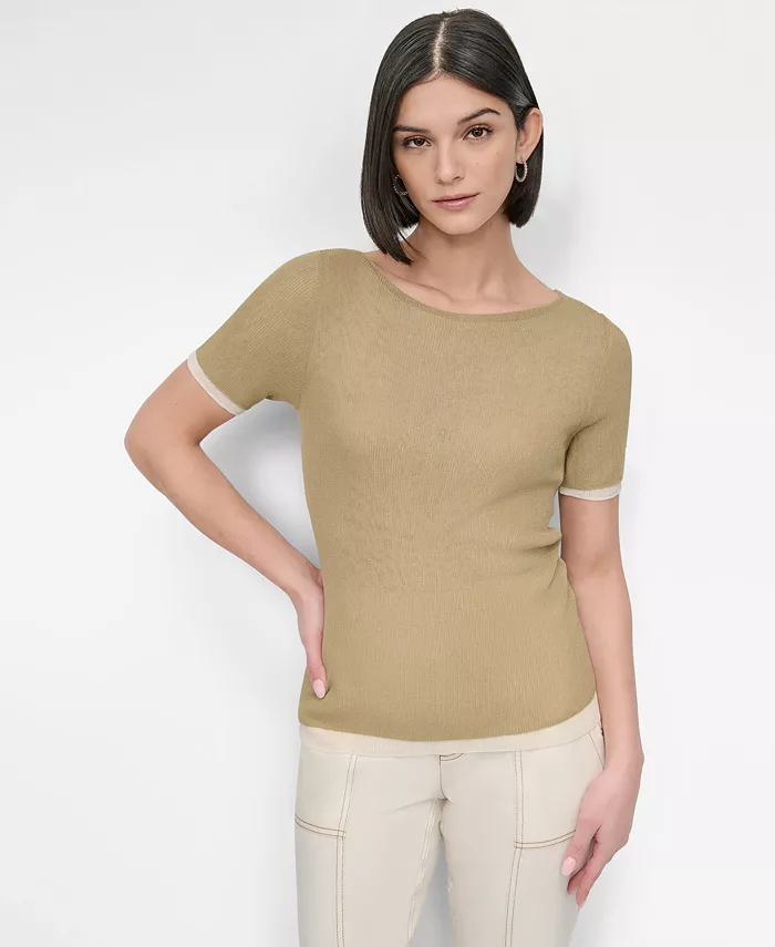 

Женский топ с контрастной отделкой в многослойном стиле DKNY, зеленый