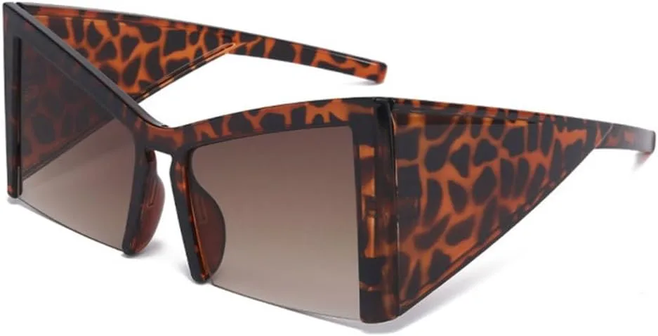 

Солнцезащитные очки MUTYNE Oversized Square Punk Shield для женщин, большая оправа, роскошные очки «кошачий глаз» для женщин, солнцезащитные очки UV400, Leopard Brown