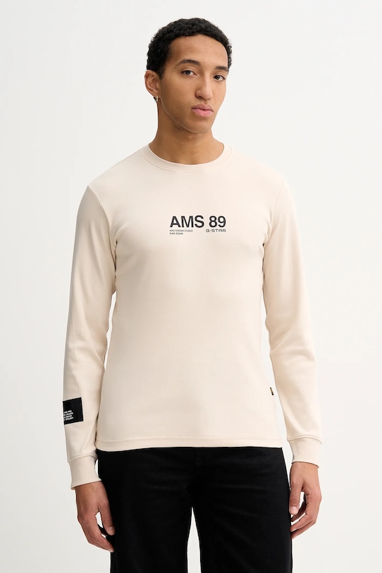 

Хлопковая футболка с длинным рукавом ams 89 G-Star, бежевый