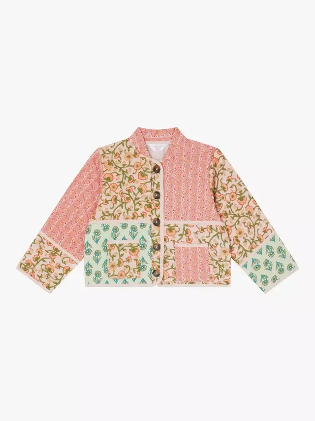 Куртка в стиле пэчворк с цветочным принтом, розовая Angels by Accessorize