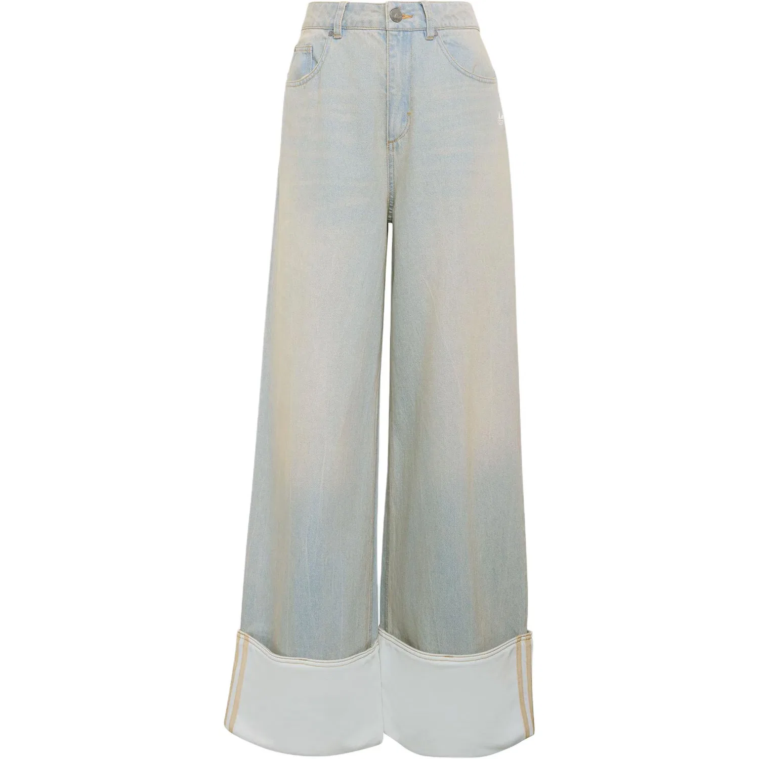 Джинсы прямого кроя с манжетами light denim Adidas Originals, Light Denim Blue/Jade White