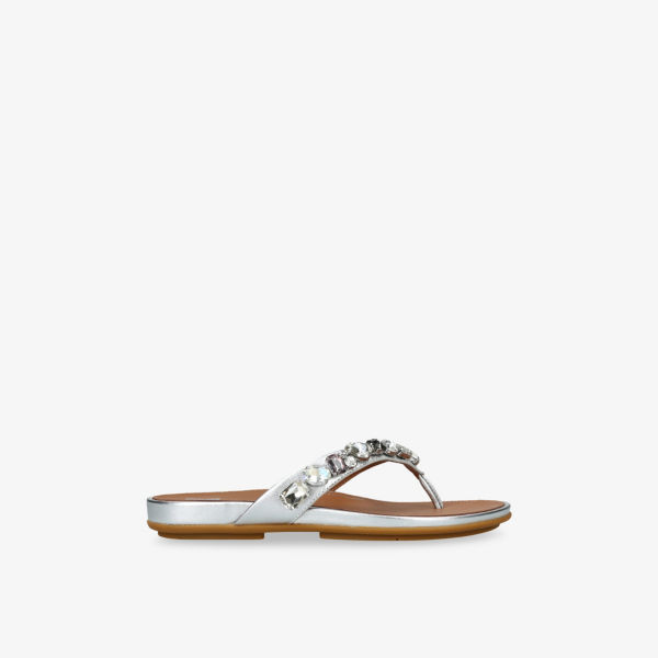 Босоножки Fitflop Gracie из металлизированной кожи с кристаллами, серебряный