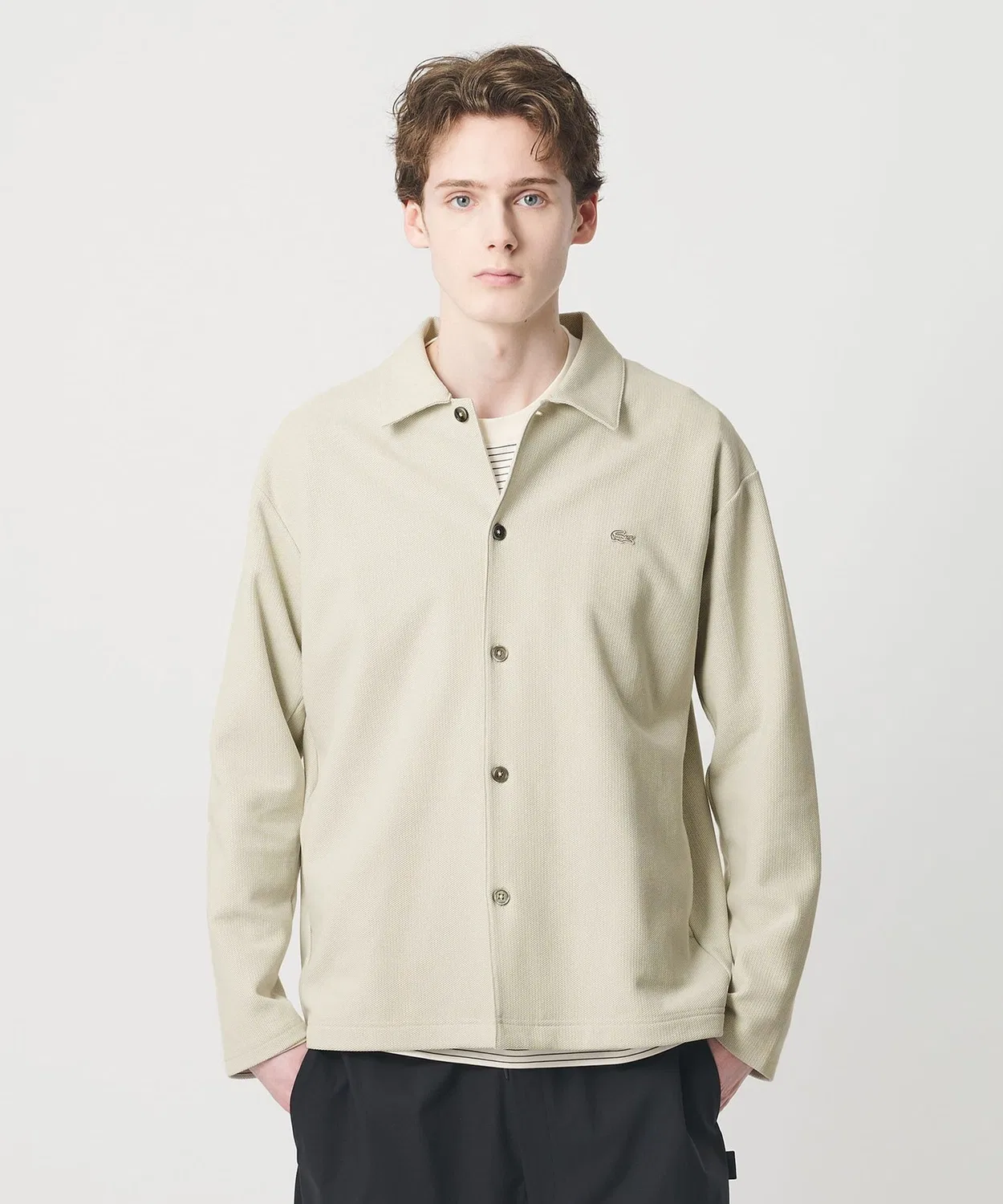 Рубашка-куртка Lacoste однотонная, офф-вайт