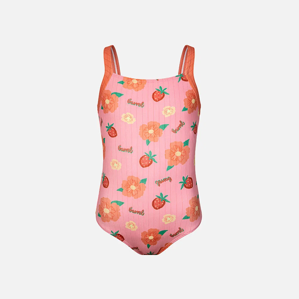 Детский слитный купальник Berry Blossom Line Back розового цвета от Barrel