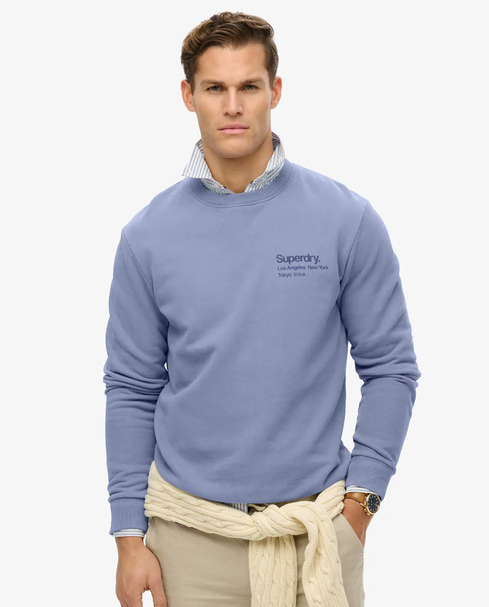 

Мужская толстовка с круглым вырезом и логотипом города Superdry, синий