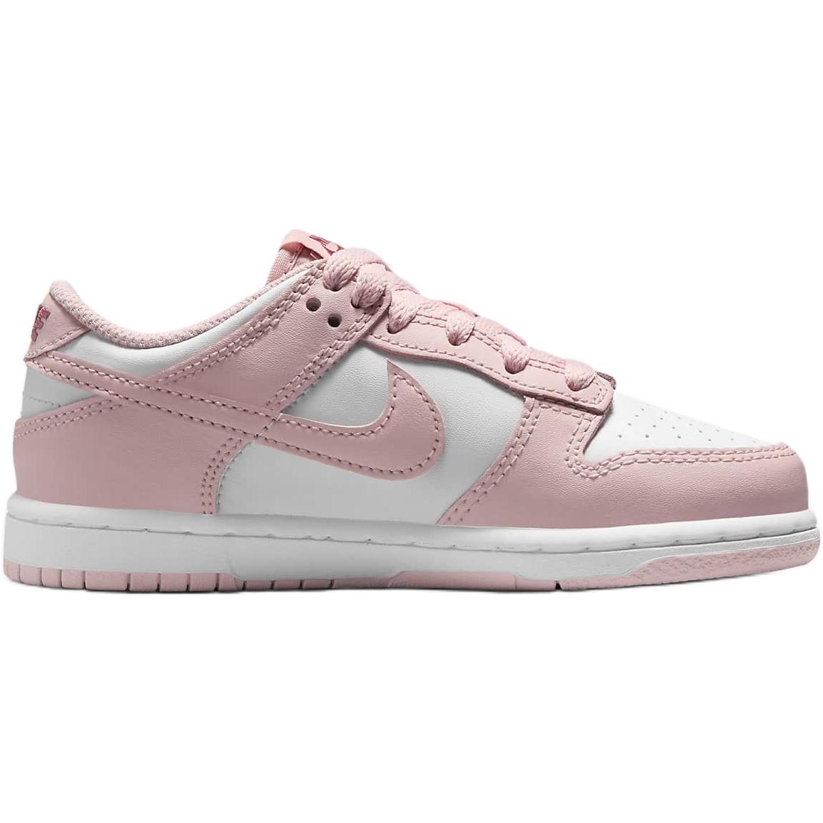 Nike Dunk противоскользящие износостойкие низкие детские скейтбординговые кроссовки бело-розовые для детей 3-7 лет, White/Pomegranate Pink — фото 2