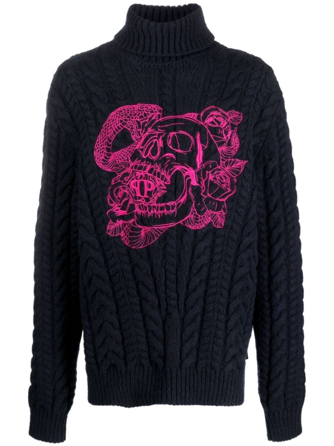

Джемпер с высоким воротником и вышивкой Skull Philipp Plein, синий