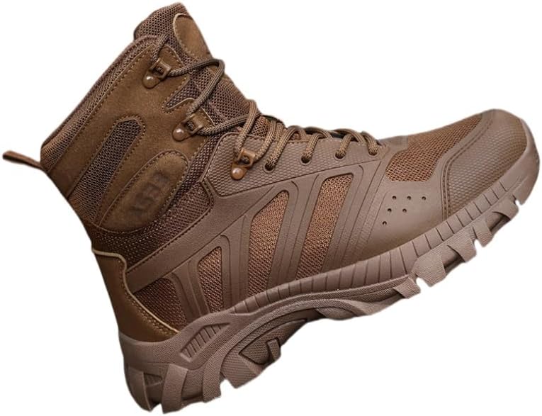 

Мужские высокие походные ботинки - верх из кожи, толстая противоскользящая резиновая подошва для походов Heelvirtuosa, коричневый