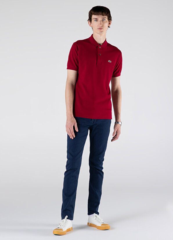 Мужская футболка-поло classic fit l.12.12 бордово-красная Lacoste — фото 3