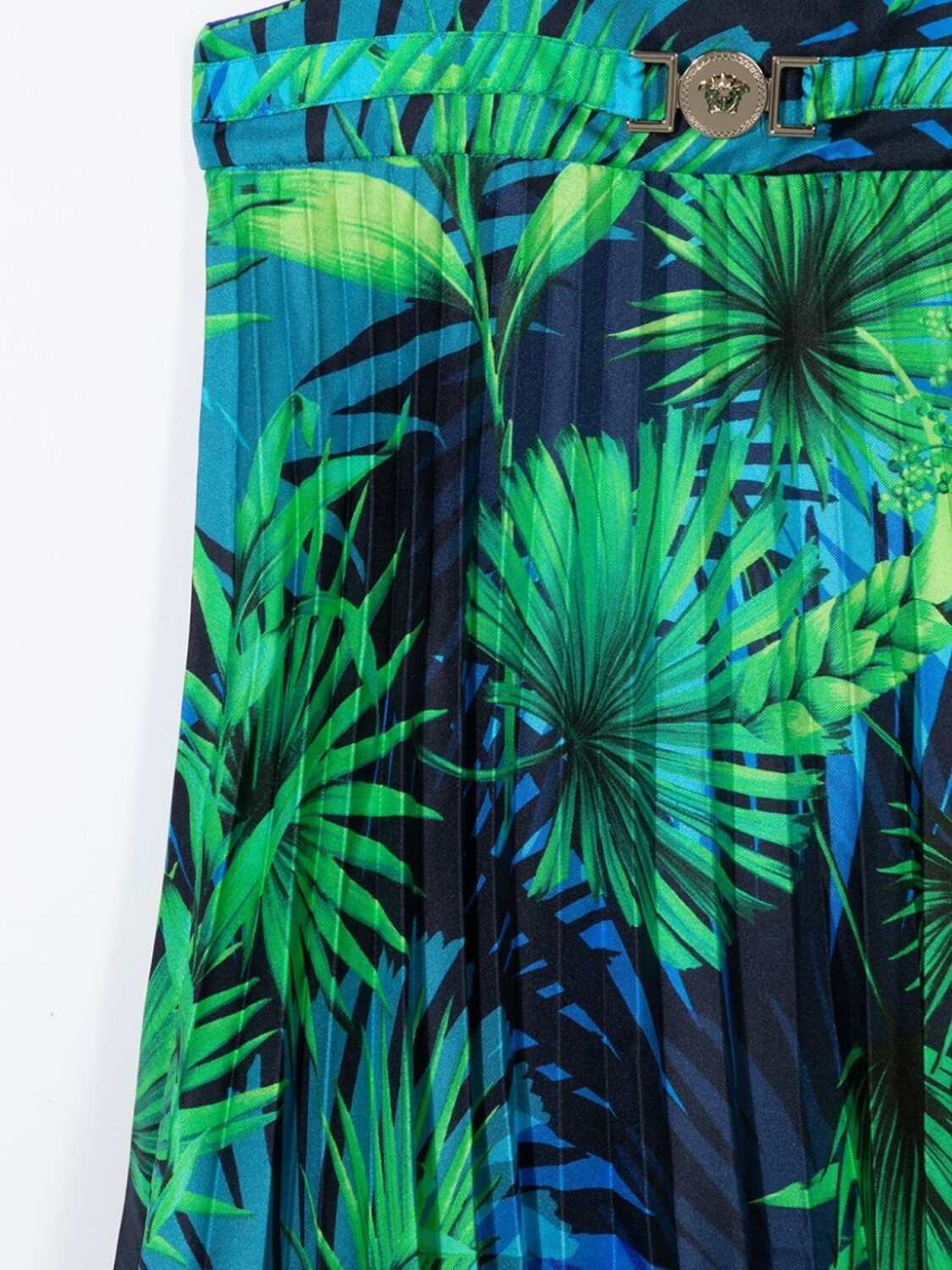 Versace Kids платье с плиссировкой и графичным принтом, синий — фото 3