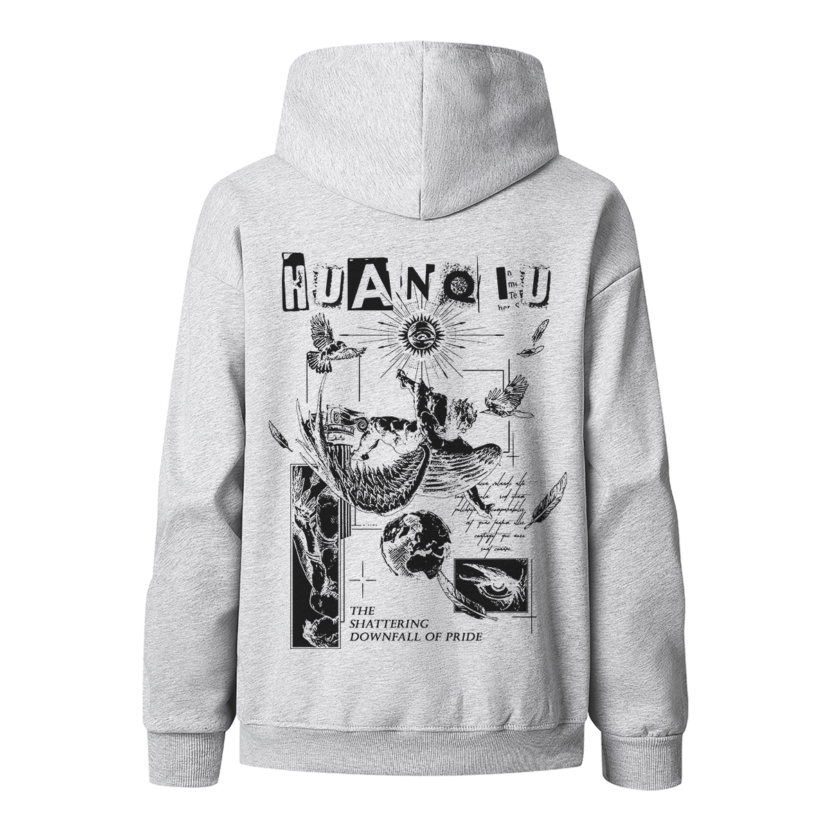 

Толстовка Unisex Hooded Moderate Heavyweight HUANQIU, белый heather серый