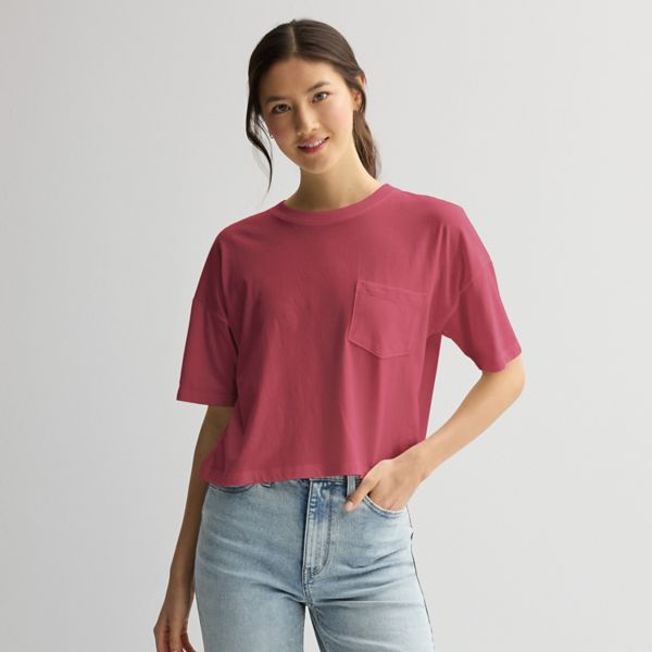 

Футболка Juniors с укороченным карманом и свободным кроем So, цвет velvet berry
