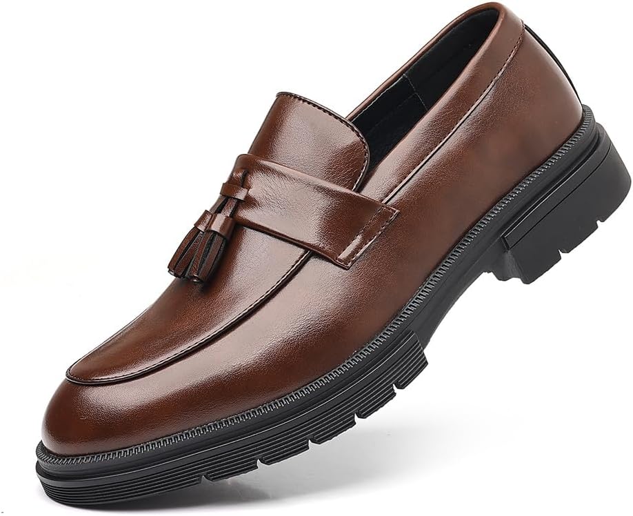 

Мужские слипоны с кисточками на платформе, удобные деловые повседневные туфли Nfltkei, коричневый