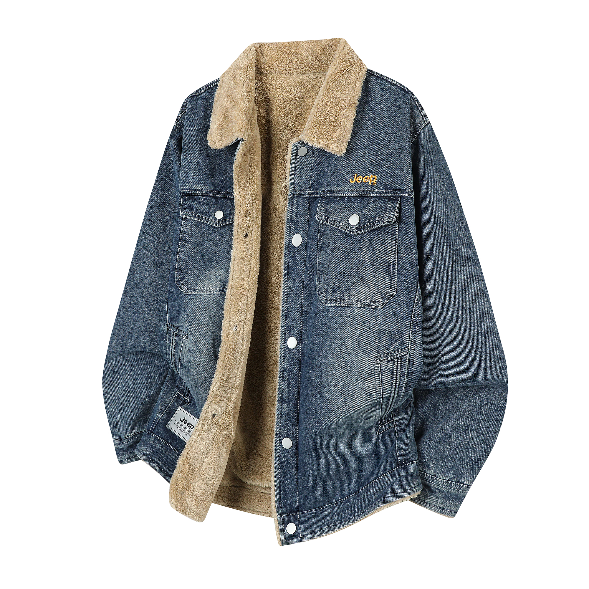 

Куртка Unisex Lapel Fleece lined Workwear Jeep, denim синий