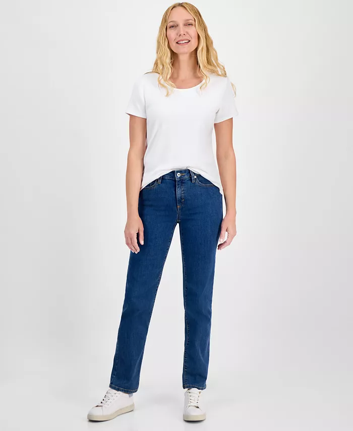 

Джинсы прямого кроя с заниженной посадкой Petite Style & Co, синий