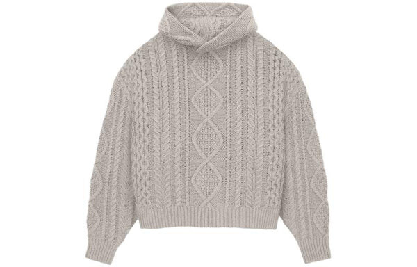 Толстовка fw23 cable knit hoodie 'silver cloud' Fear Of God Essentials, серый — фото 3
