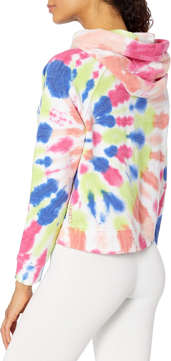 Женская толстовка Calvin Klein Ck Logo Tie Dye с капюшоном свободного кроя, Carnaby Multi Combo — фото 2