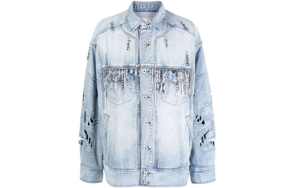

Feng Chen Wang Джинсовая куртка унисекс выстиранная голубая, Washed Blue