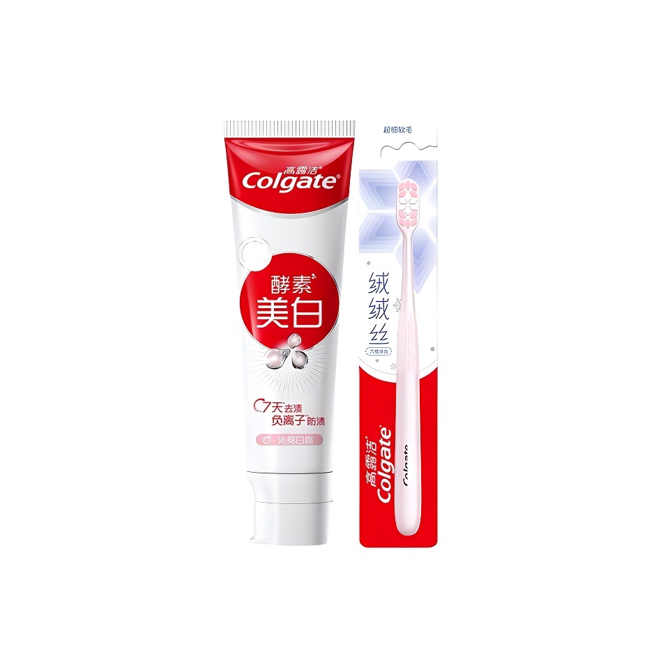 Набор для чистки зубов Colgate: отбеливающая зубная паста с ферментами, 120 г + зубная щетка — фото 2