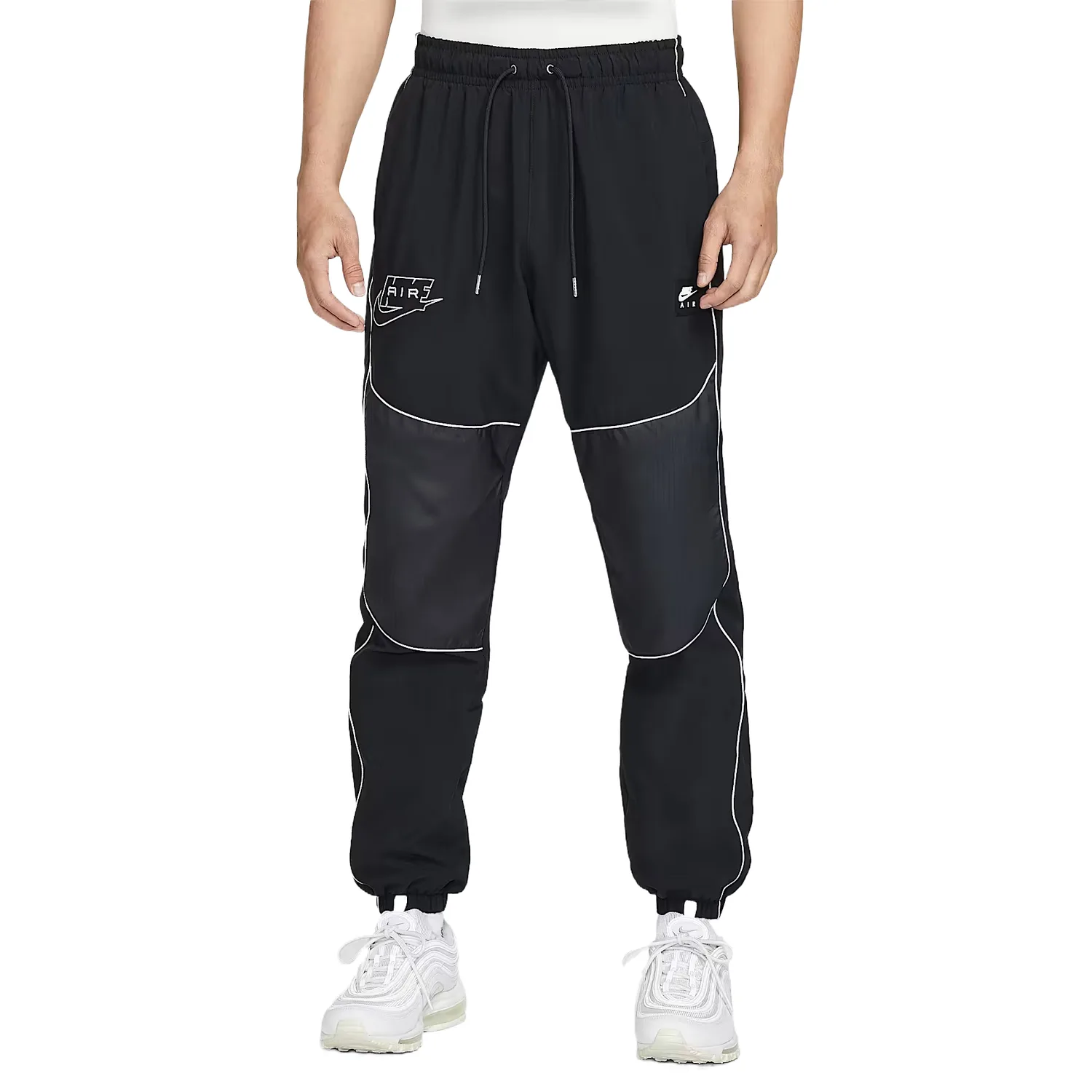 Nike Повседневные брюки мужские черные/черные/белые с умеренными манжетами