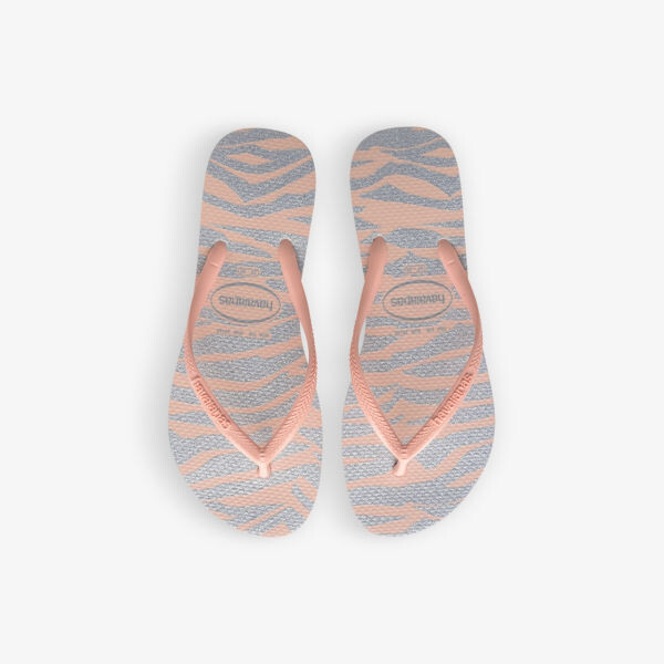 Тонкие резиновые шлепанцы с принтом «зебра» Havaianas, розовый — фото 2
