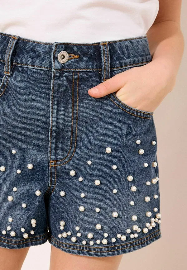 Джинсовые шорты Lipsy, Dark Wash Blue Embellished — фото 3