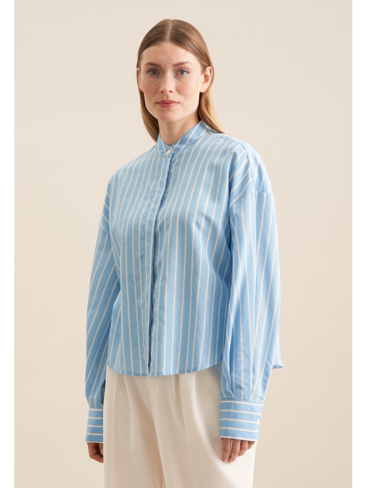 

Seidensticker Блузка свободного кроя с воротником-стойкой, средне-синего цвета