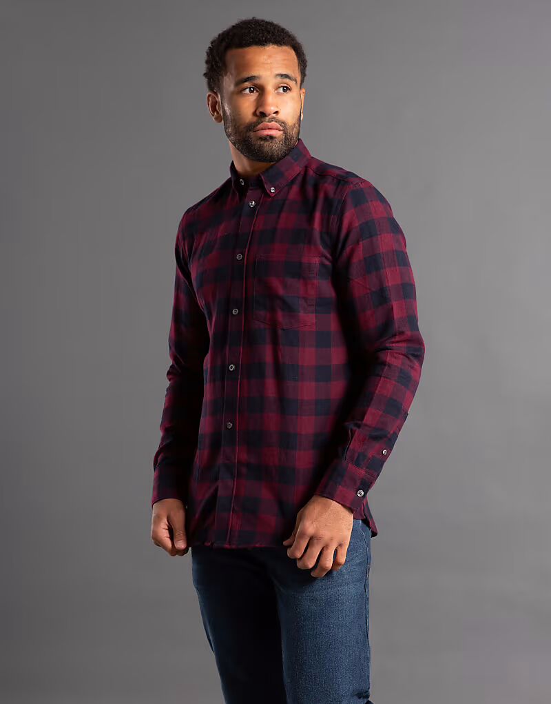 

Рубашка из хлопка в крупную клетку, фланель, с длинными рукавами, винного цвета French Connection