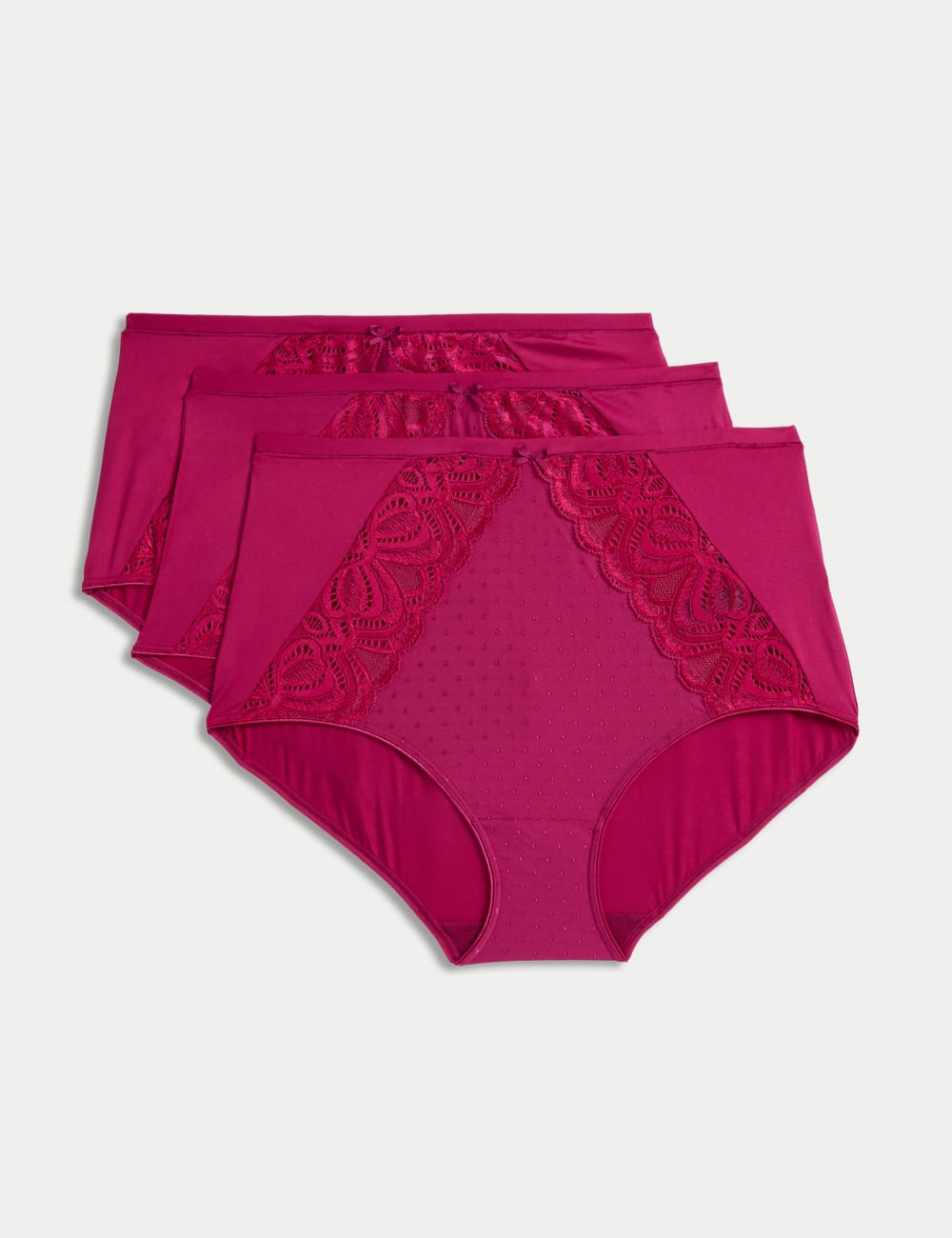 

3 пары трусиков-брифов Amelia Lace Full Marks & Spencer, цвет Dark raspberry