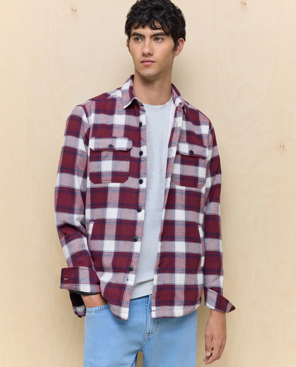 

Мужская рубашка в клетку с флисовой подкладкой Easy Wear, фиолетовый