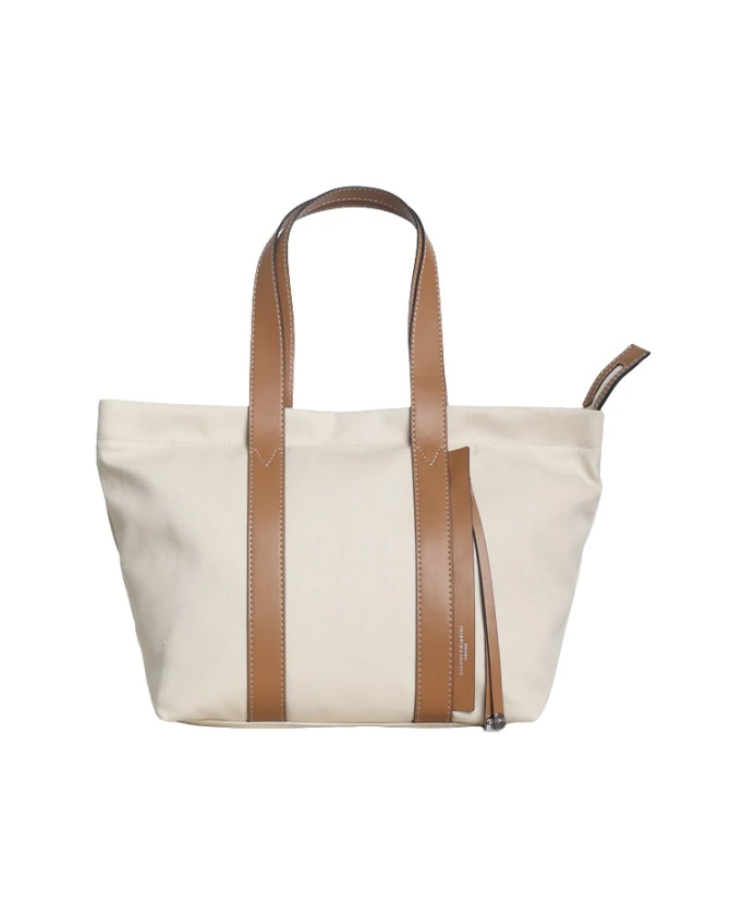 

Дорожная сумка из парусины с кожаными ручками. Gianni Chiarini, бежевый