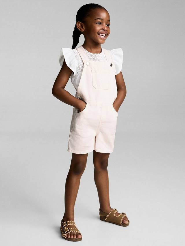 

Детские комбинезоны Mila из хлопка с квадратным вырезом и пуговицами Mango, Light Pastel Pink