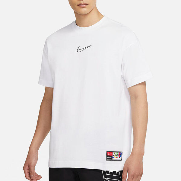 Футболка men's logo embroidered woven label training sports short sleeve white t-shirt Nike, белый — фото 3