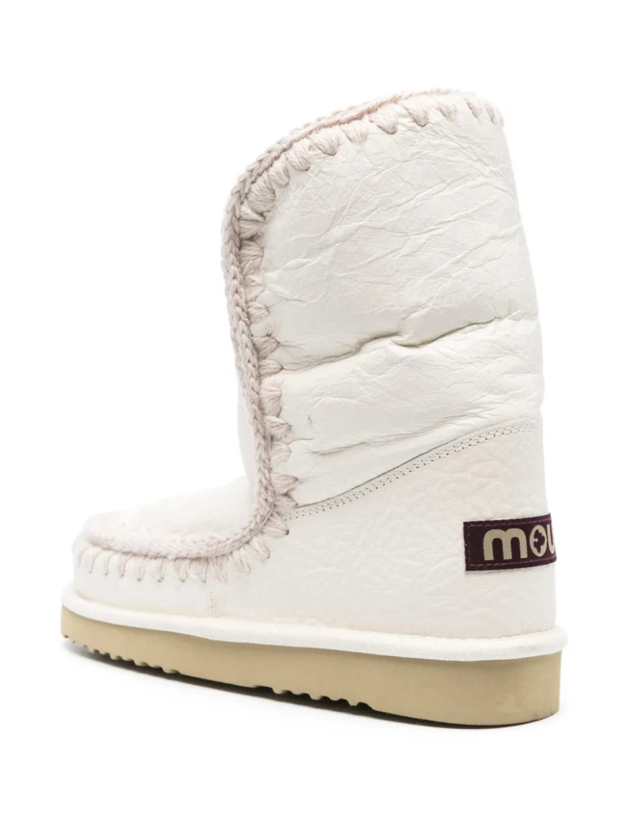 Ботинки Mou Eskimo 18 из металлизированной кожи с отделкой крючком, белый — фото 3