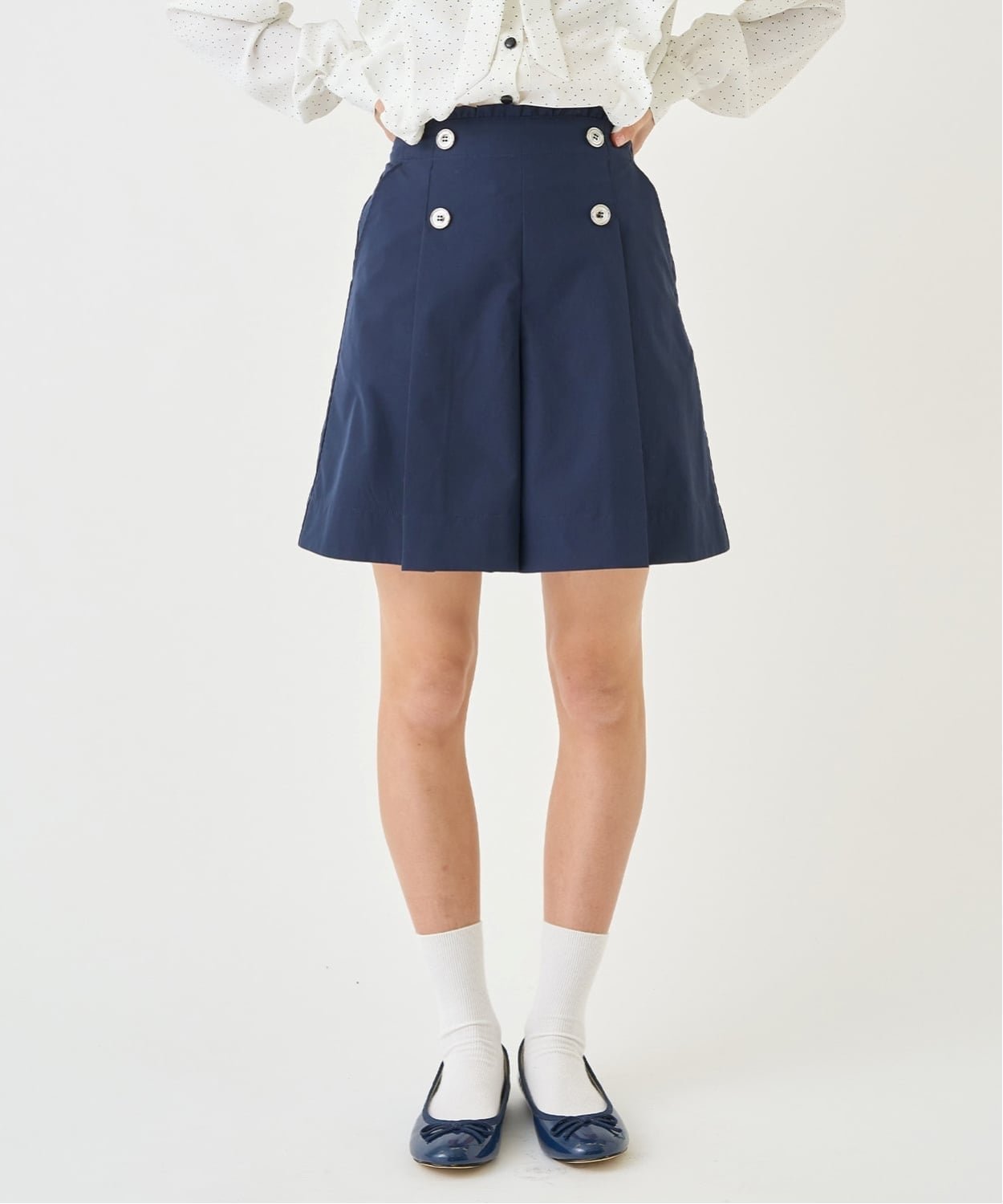 Брюки-кюлоты с защипами на пуговицах Pom ponette junior, Navy blue