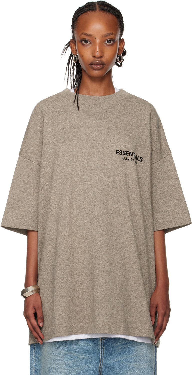 

Футболка Fear of God EENTIAL серая с круглым вырезом из джерси Fear of God ESSENTIALS, Heather gray