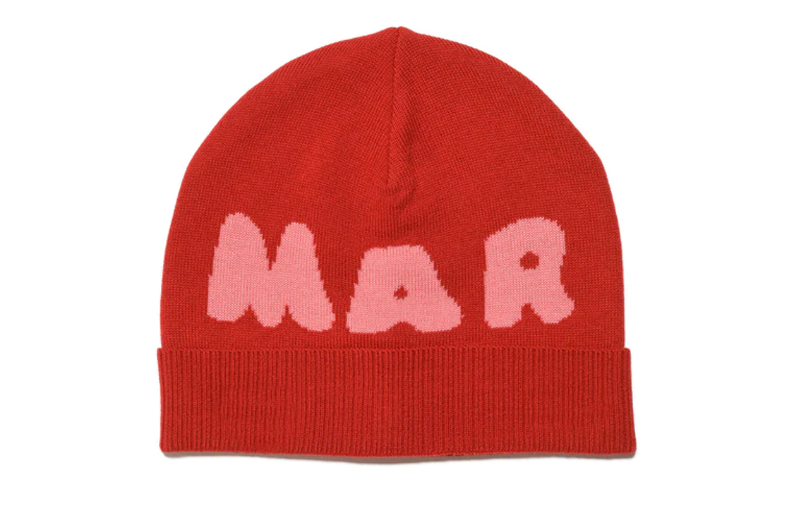 

MARNI Шерстяная акриловая детская шапочка красная, Red