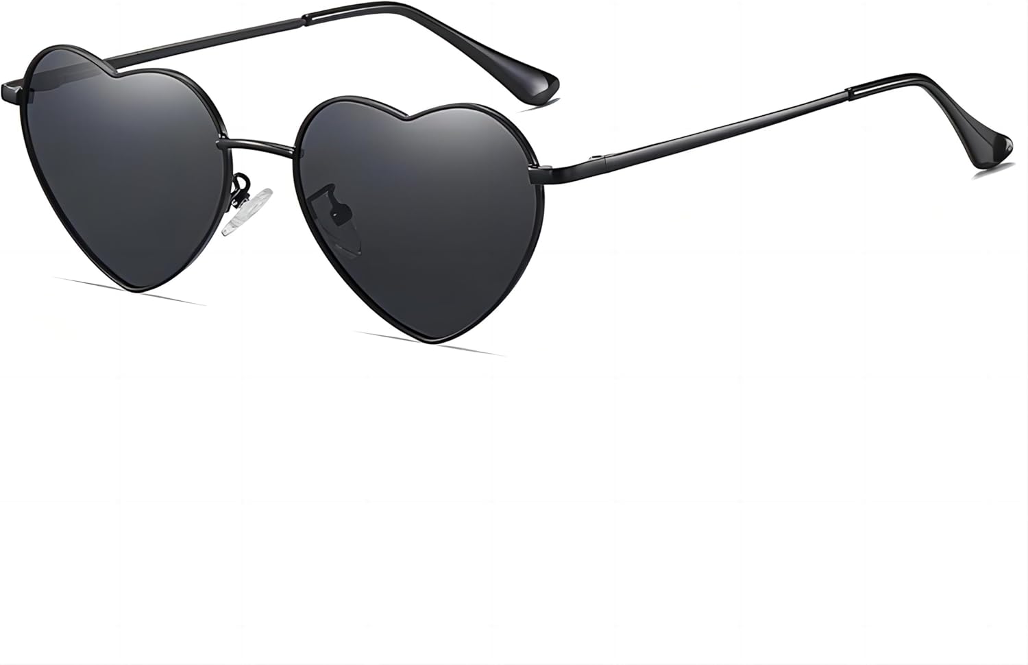 

Солнцезащитные очки в форме сердца для женщин, металлическая оправа, очки в стиле хиппи для мужчин, винтажные аксессуары, защита от УФ-излучения UV400 SOHUPAC, Black-black