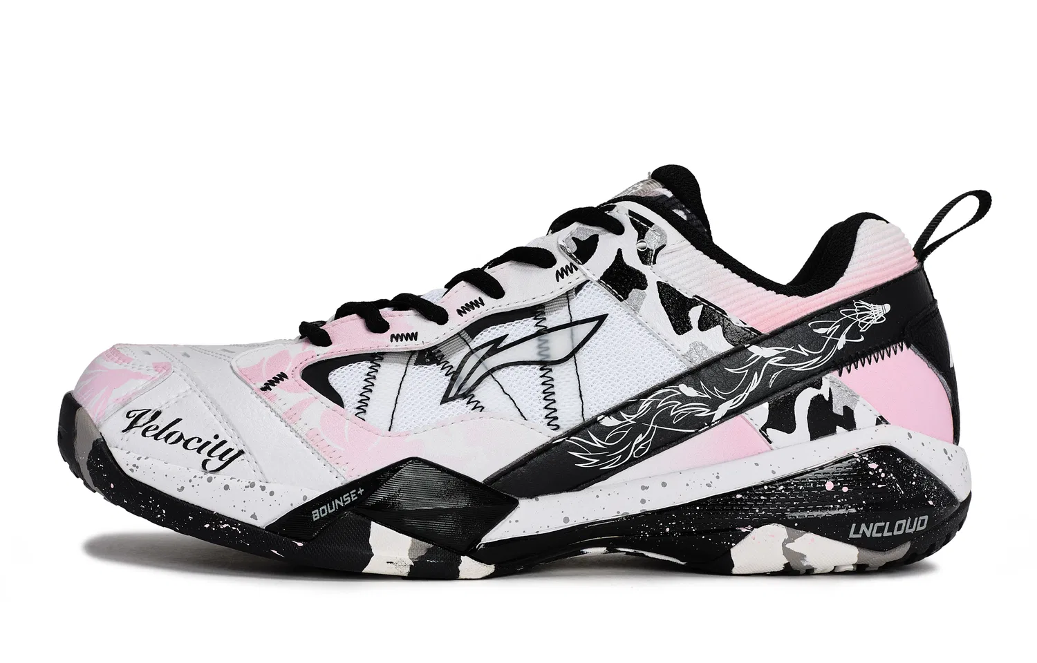 Кроссовки для бадминтона Invincible No. ACE Li-Ning Black White Pink
