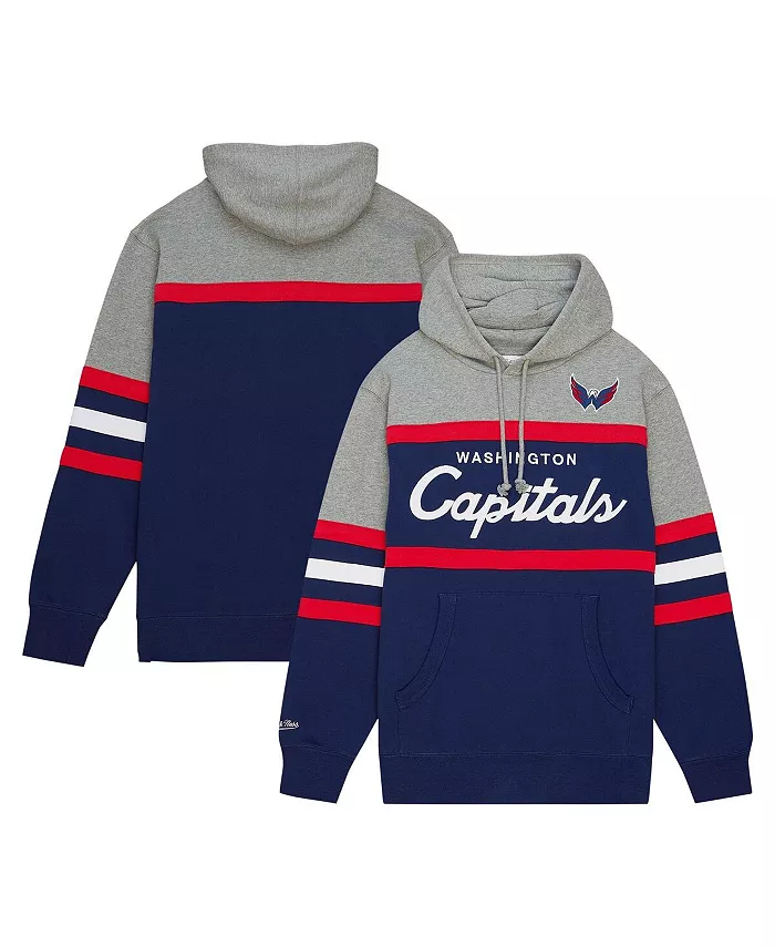 

Мужская синяя, серая толстовка с капюшоном Washington Capitals Head Coach Mitchell & Ness