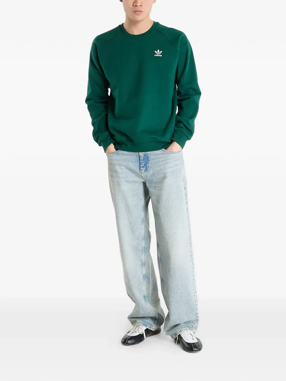 Свитер Trefoil Essentials Adidas, зеленый — фото 2