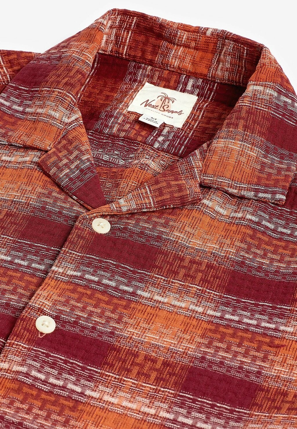 

REGULAR FIT Textured Check Short Sleeve With Cuban Collar Next, Рубашка красный