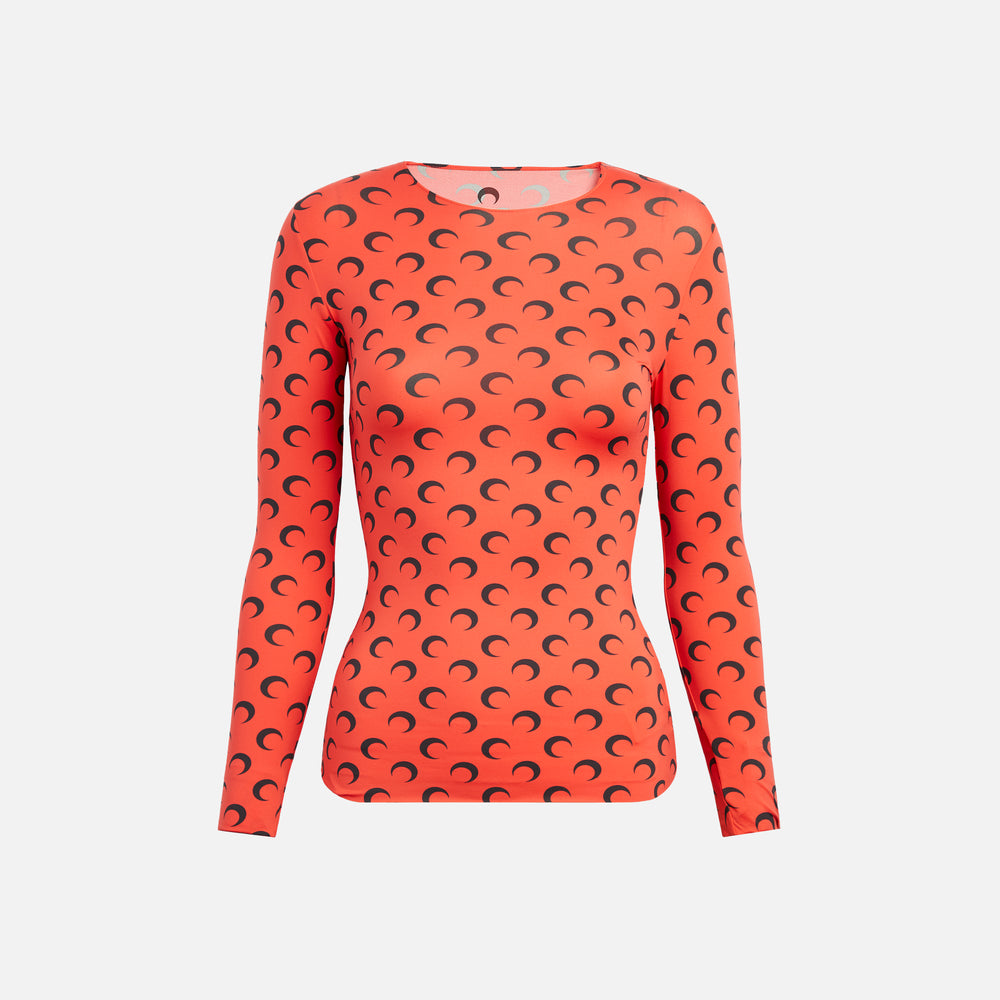 

Рубашка Marine Serre Recycled Moon Jersey Crewneck Top, красный