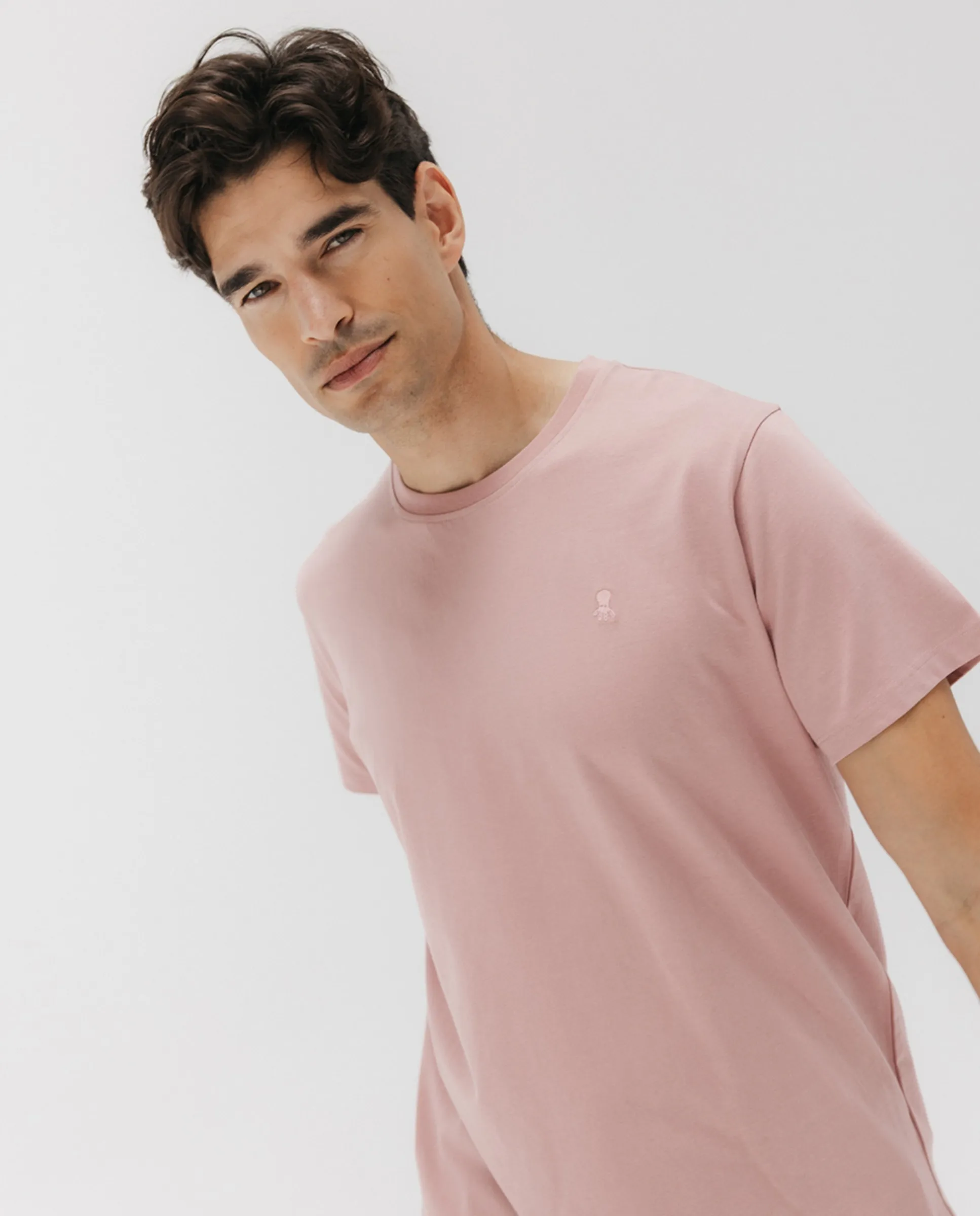 

Мужская футболка с коротким рукавом и вышитым логотипом на груди El Pulpo, розовый