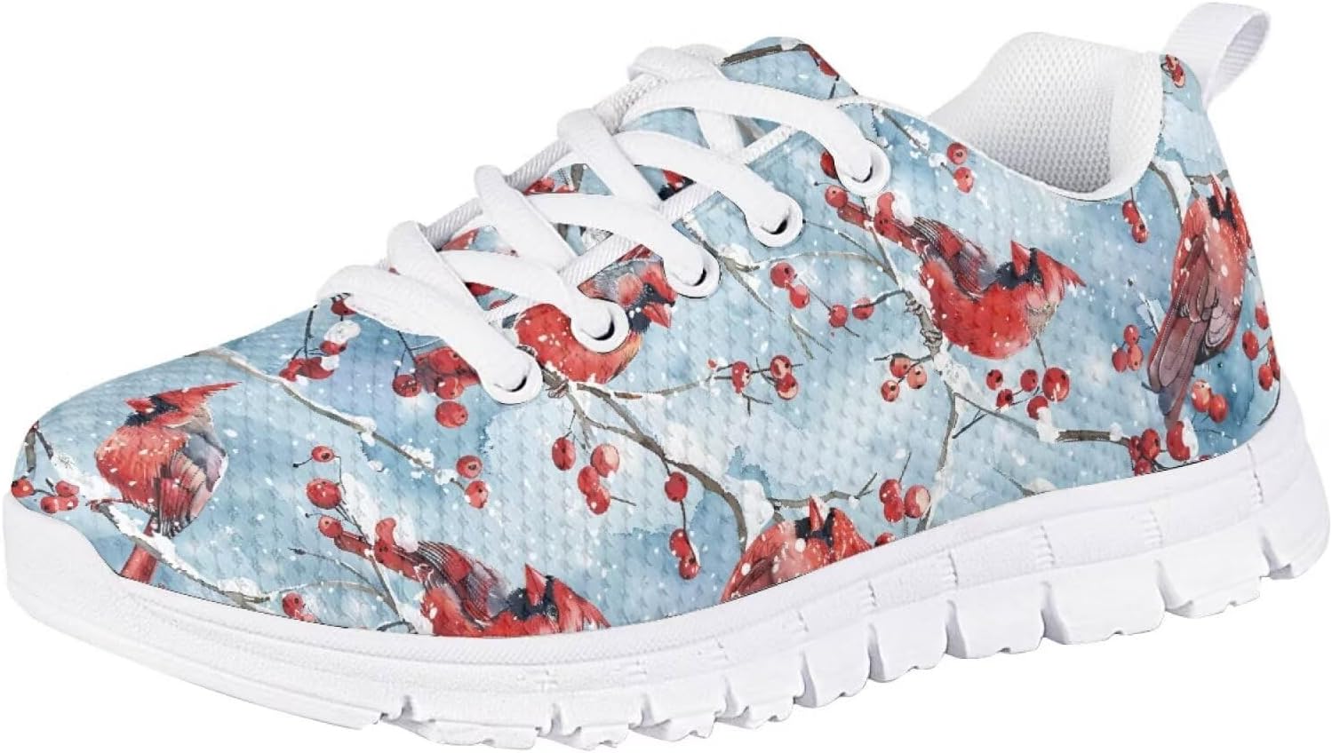 

Рождественские кроссовки Forchrinse для девочек и мальчиков, легкие шнурованные ходовые кроссовки, повседневные беговые кроссовки с противоскользящей подошвой, красный
