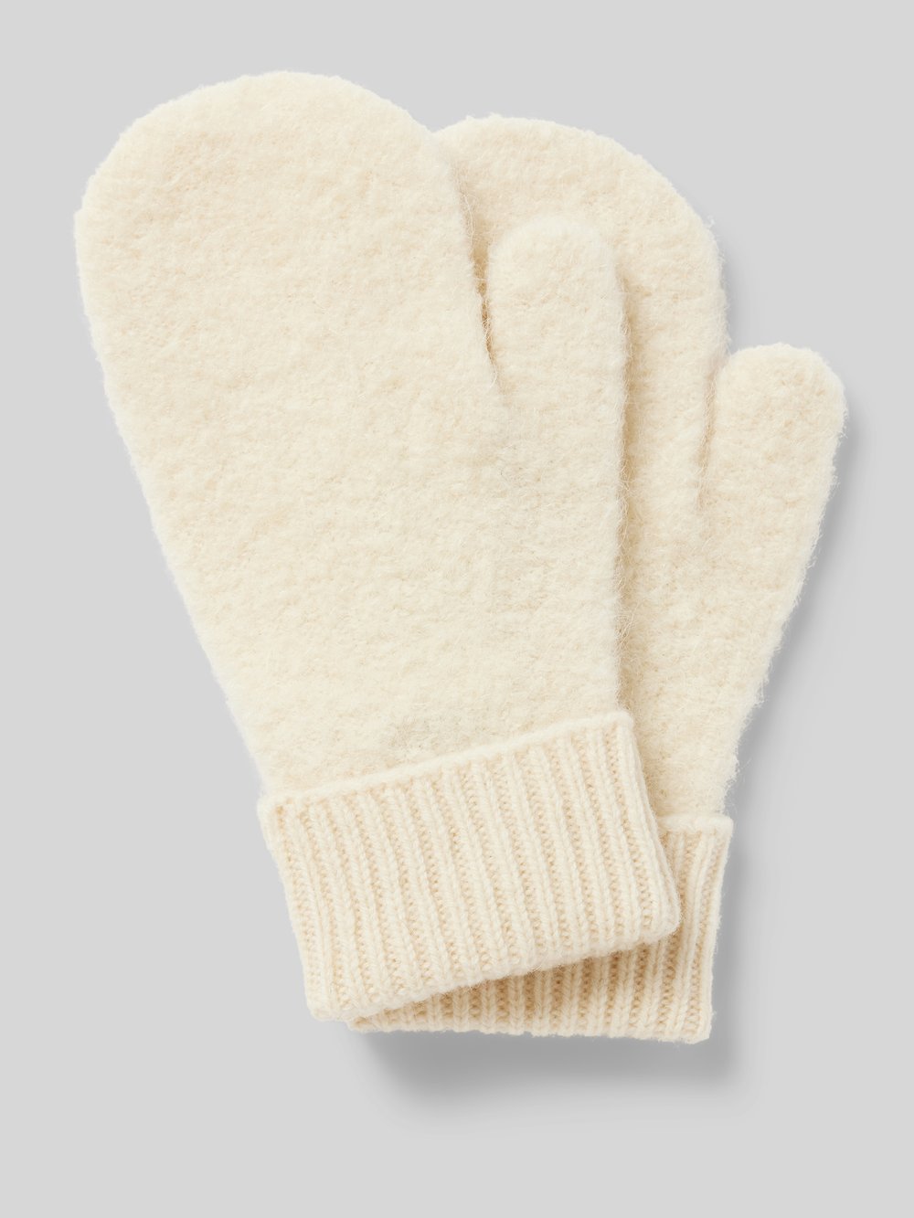 

Варежки из смесовой шерсти с ребристыми манжетами Jake*s Casual, экрю