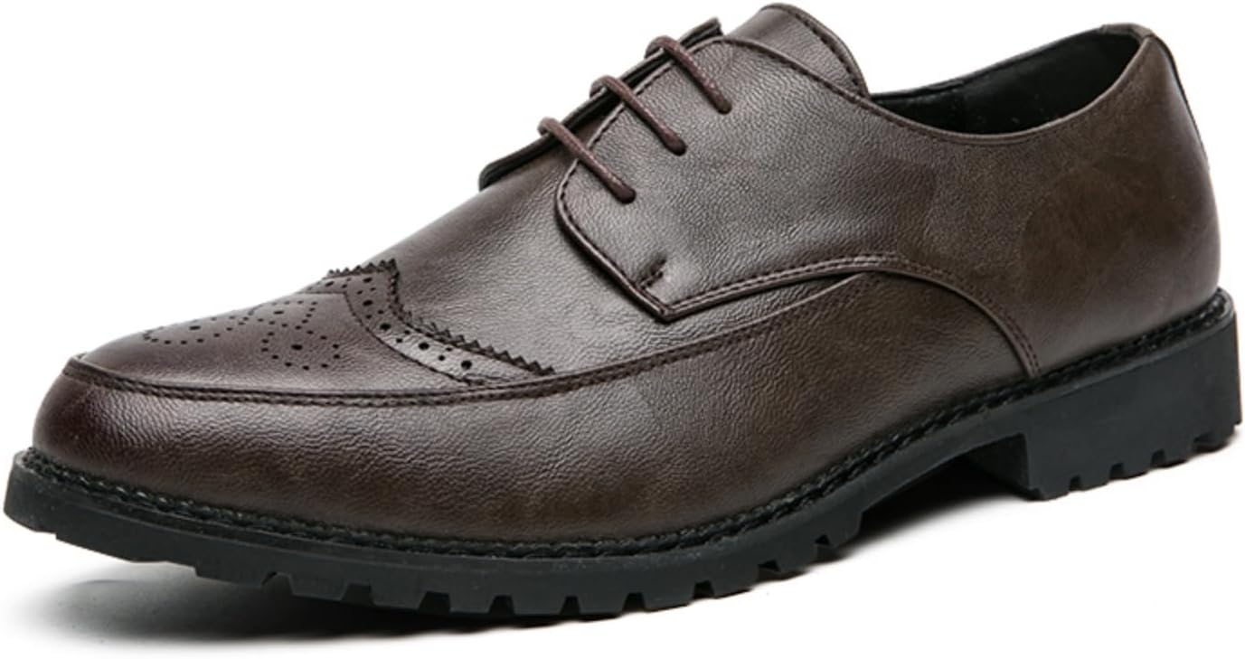 

Мужские классические туфли на шнуровке, стильные оксфорды с текстурированной и глянцевой отделкой, универсальная обувь для деловых встреч и особых случаев Khwfjas, коричневый