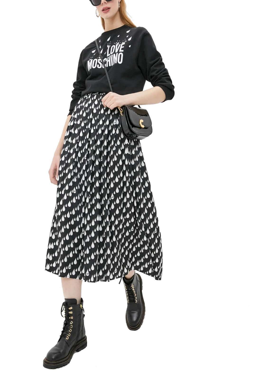 

Шикарная юбка-лонгет с рисунком в виде белых капель LOVE MOSCHINO