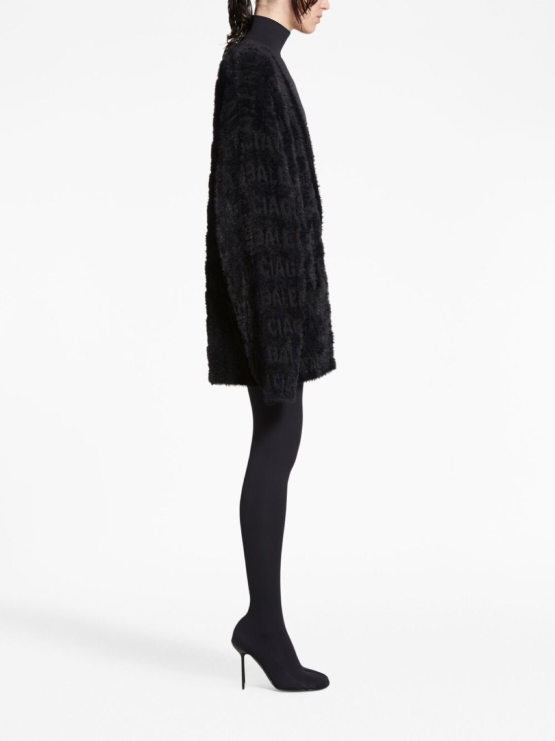 

Balenciaga кардиган с искусственным мехом и жаккардовым логотипом, черный