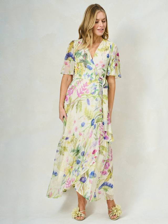 

Платье макси Valentina из шифона с цветочным принтом и запахом Hope & Ivy, White/Multi